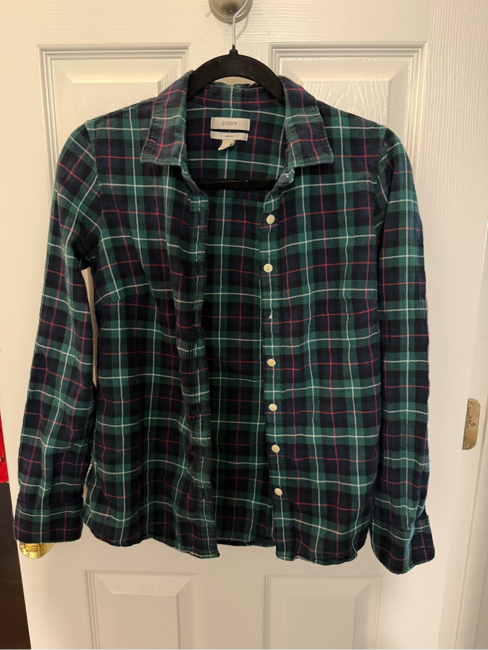 J. Crew Green and Navy Plaid Button-Down Shirt